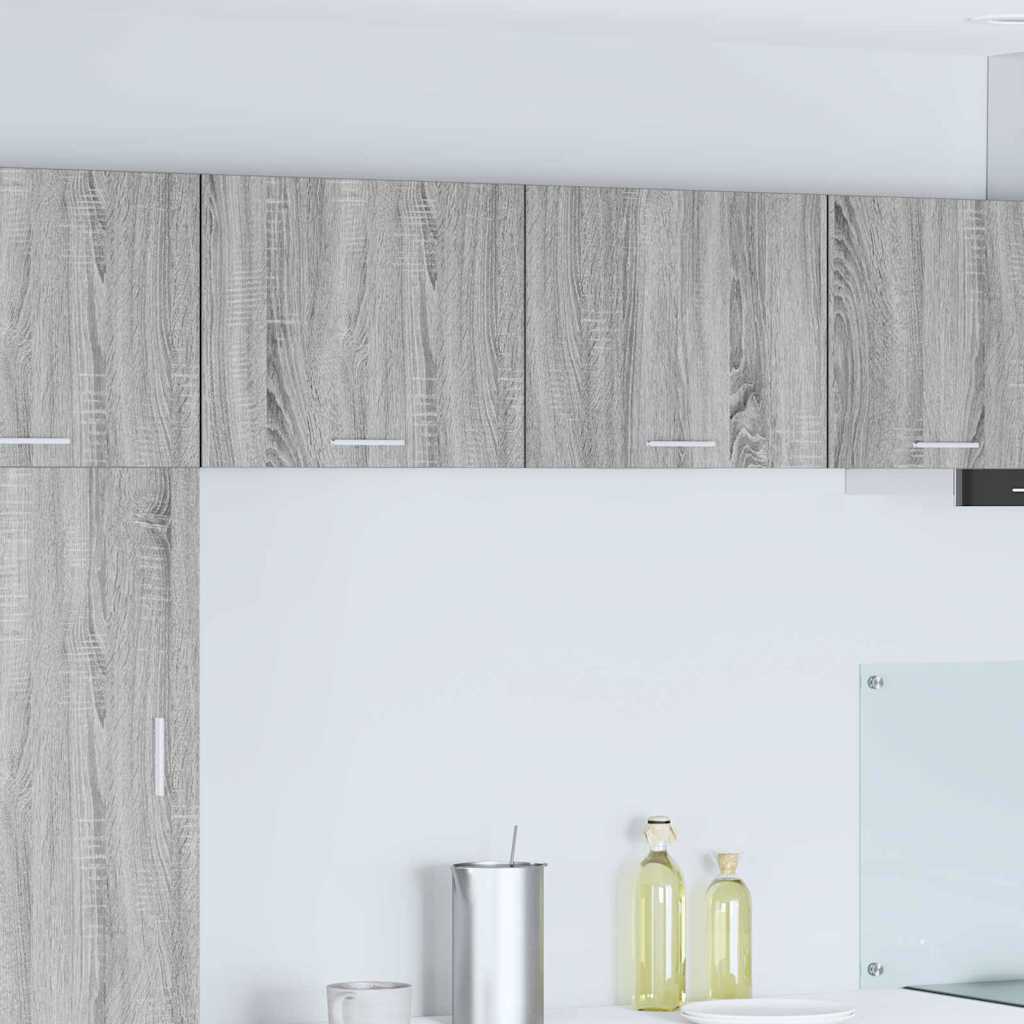Hanging Cabinet 2 pcs Grey Sonoma and White Engineered Wood