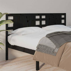 Headboard Black Solid Wood Pine