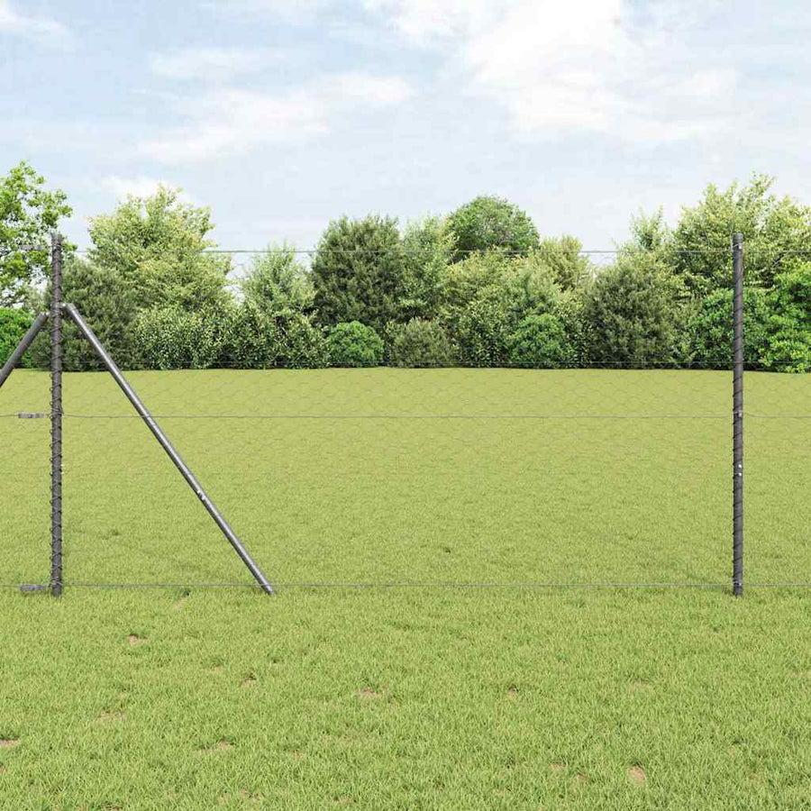 Hexagonal Fence Ground Fix PVC-Coated Steel Grey Mesh