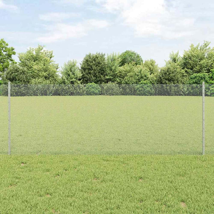 Hexagonal Fence with Post Galvanised Steel Silver