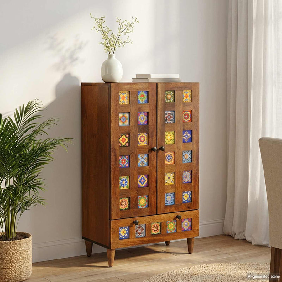 Highboard Walnut Solid Mango Wood