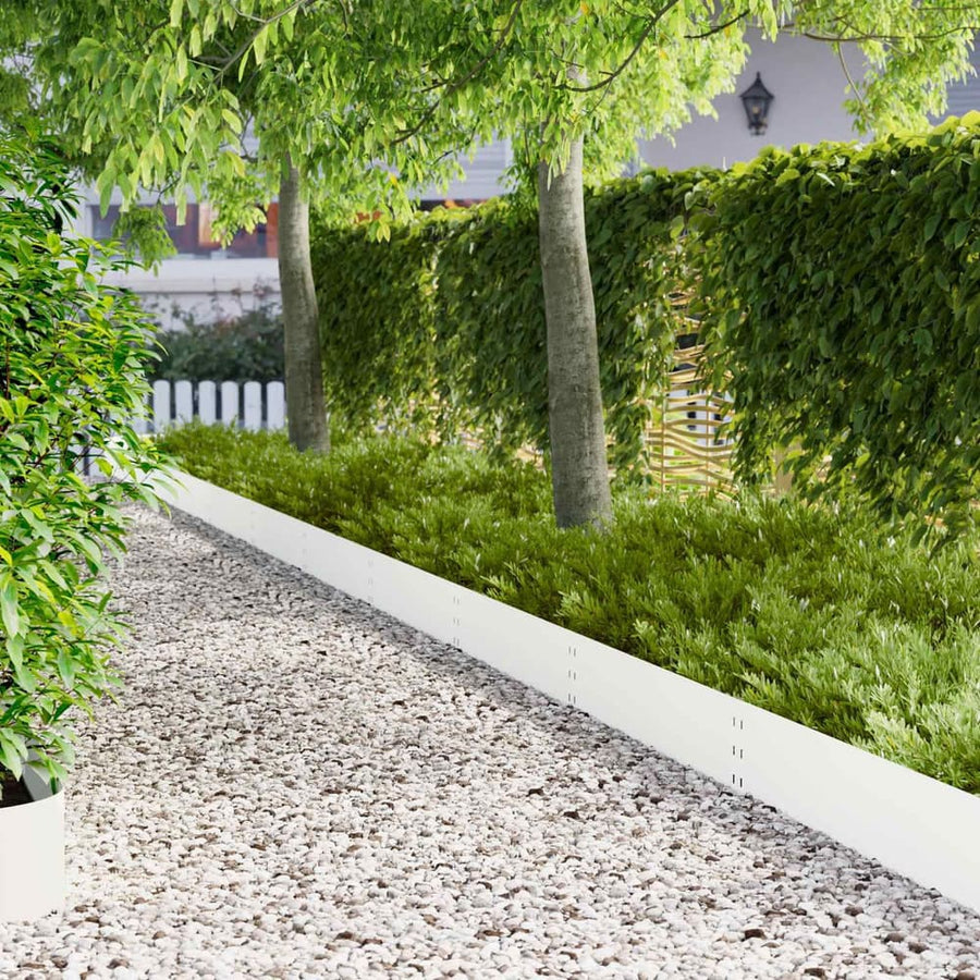 Lawn Edging 10 pcs Steel White