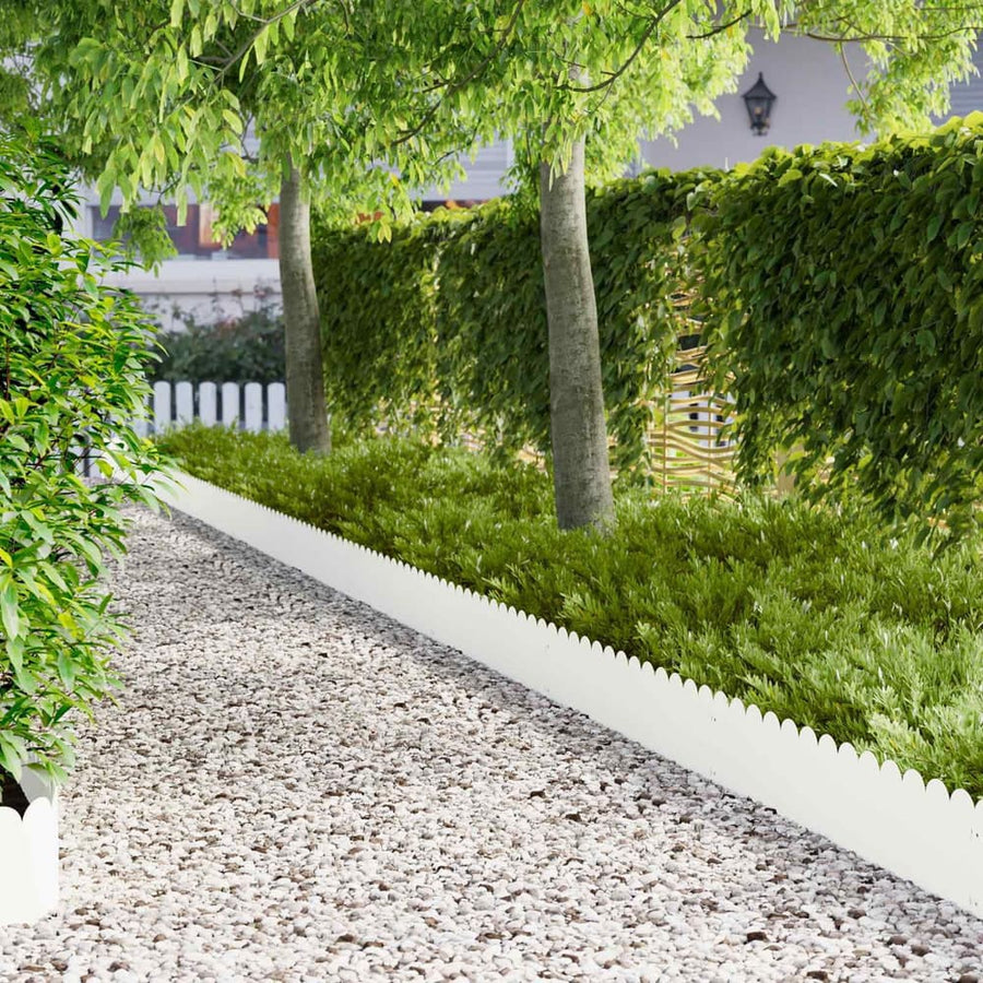 Lawn Edging 10 pcs Steel White