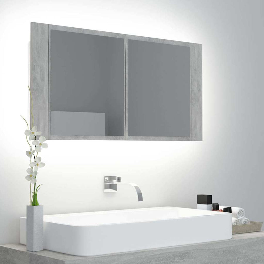 LED Bathroom Mirror Cabinet Concrete Grey