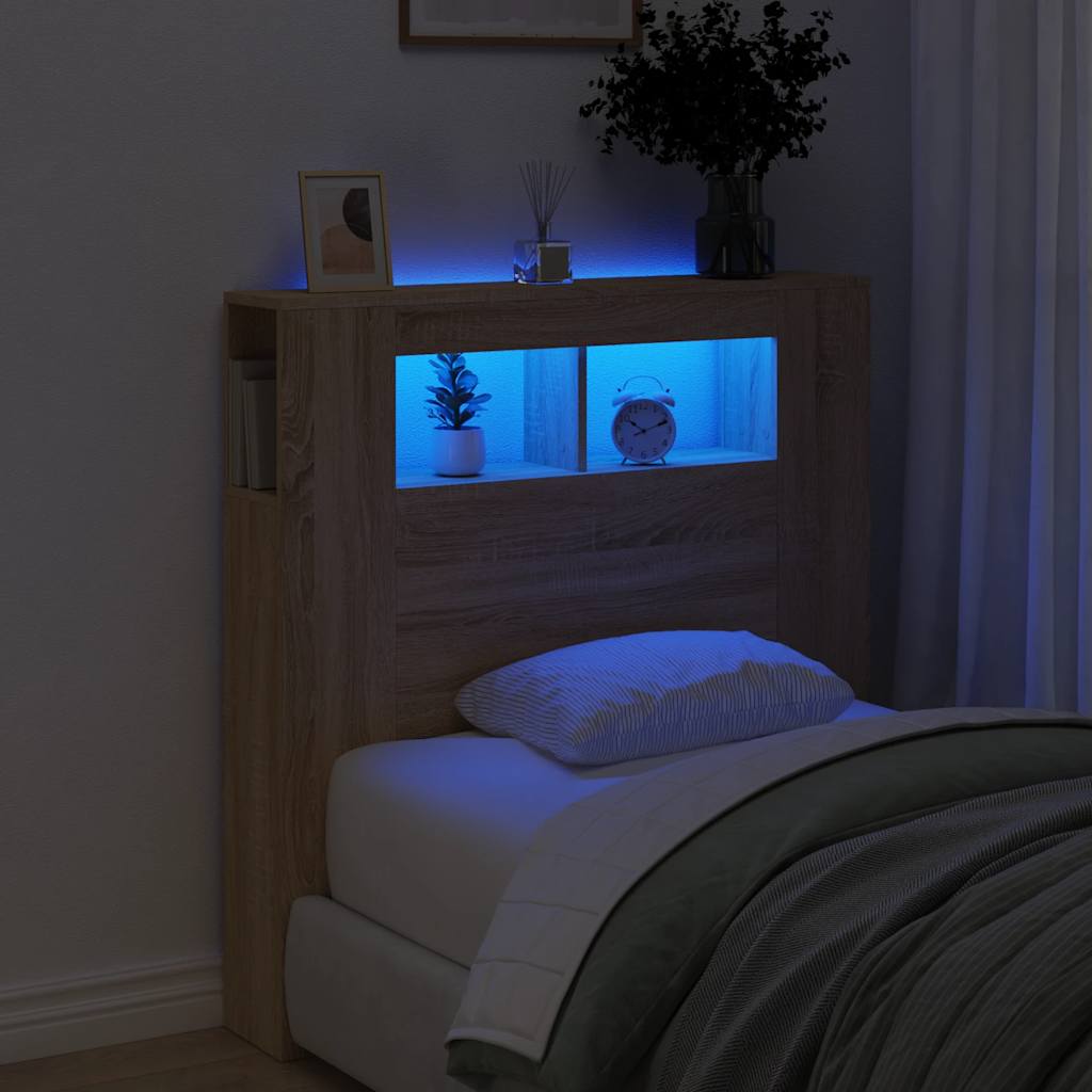 LED Headboard Sonoma Oak Engineered Wood
