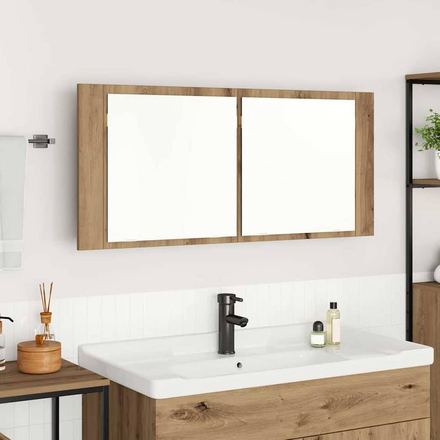 LED Mirror Cabinet Artisan Oak Engineered Wood