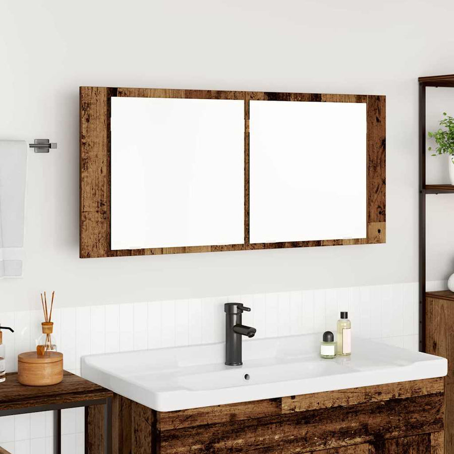 LED Mirror Cabinet Old Wood Engineered Wood
