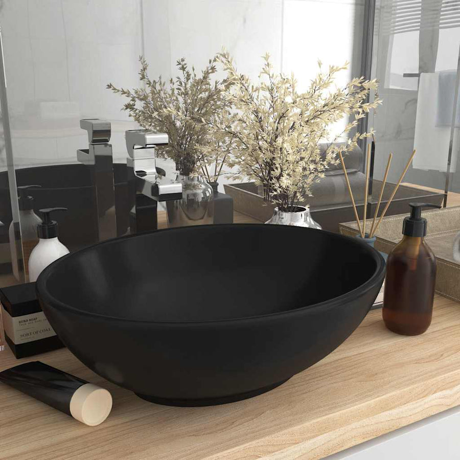 Luxury Basin Oval-shaped Matt Black