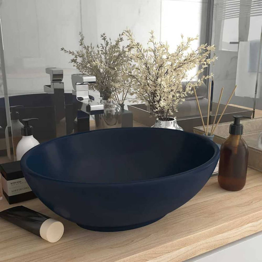 Luxury Basin Oval-shaped Matt Dark Blue