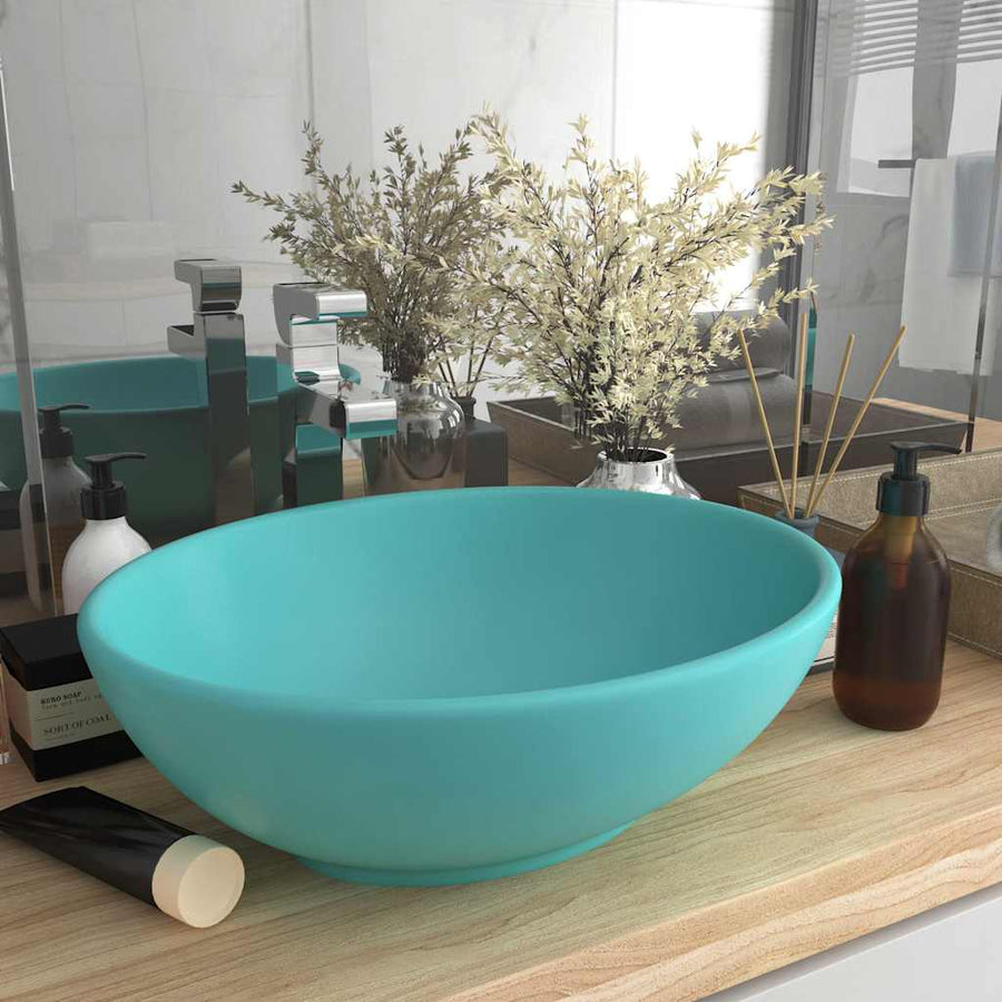 Luxury Basin Oval-shaped Matt Light Green