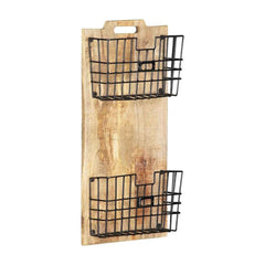 Wall-mounted Magazine Rack Solid Rough Mango Wood