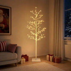 vidaXL Micro Birch Christmas Tree White 18 x 18 x 120 cm Steel 1