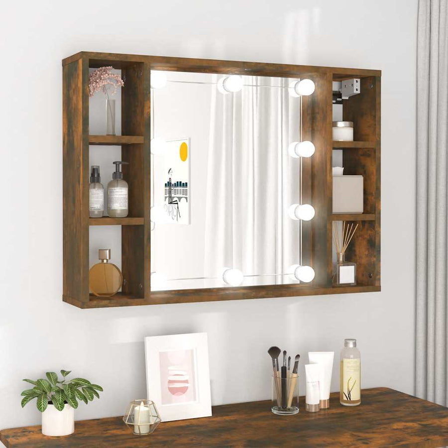 Mirror Cabinet with LED Smoked Oak