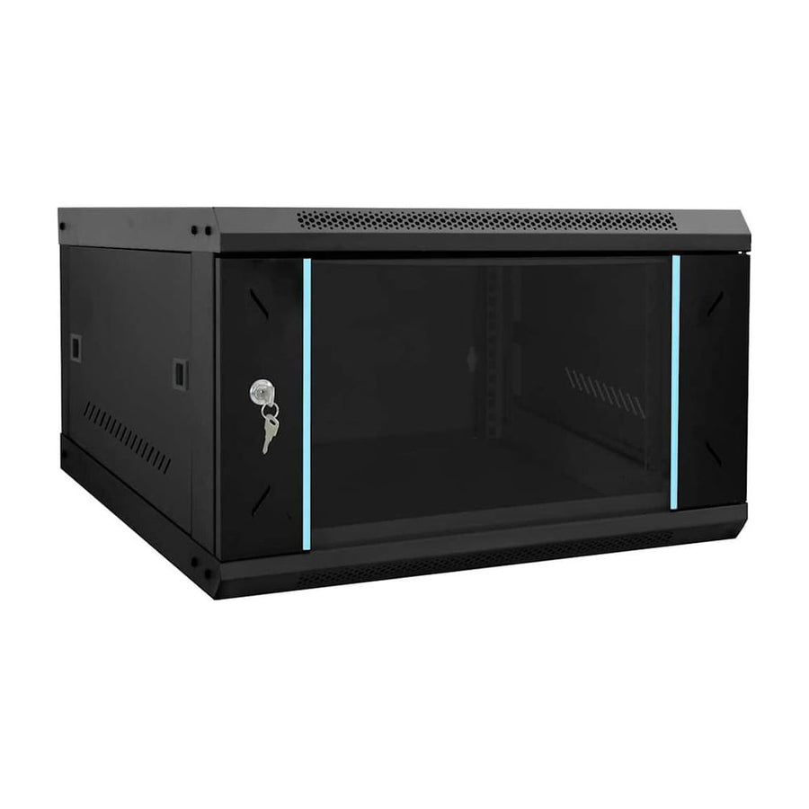 Network Cabinet with Storage Black Steel