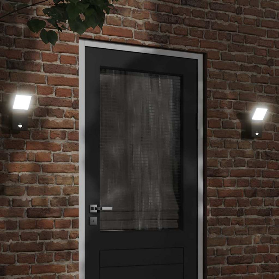 Outdoor LED Wall Lights with Sensors 2pcs Black