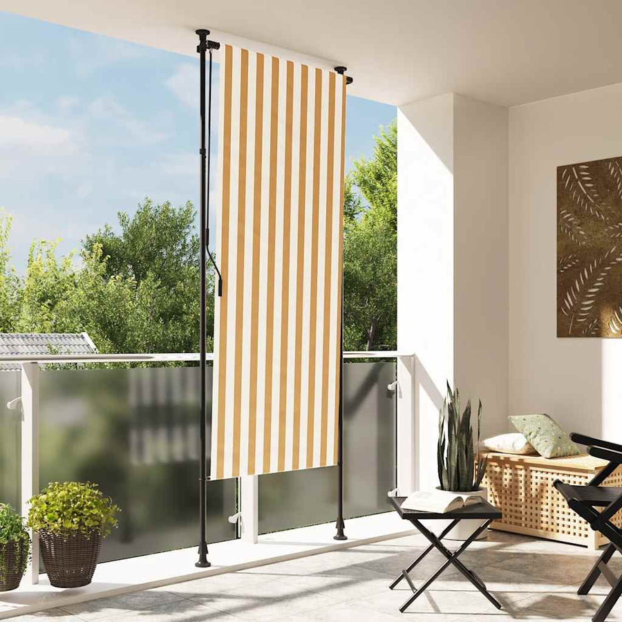 Outdoor Roller Blind Orange and White Fabric&Steel