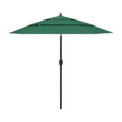 3-Tier Garden Parasol with Aluminium Pole Green 2,5 m
