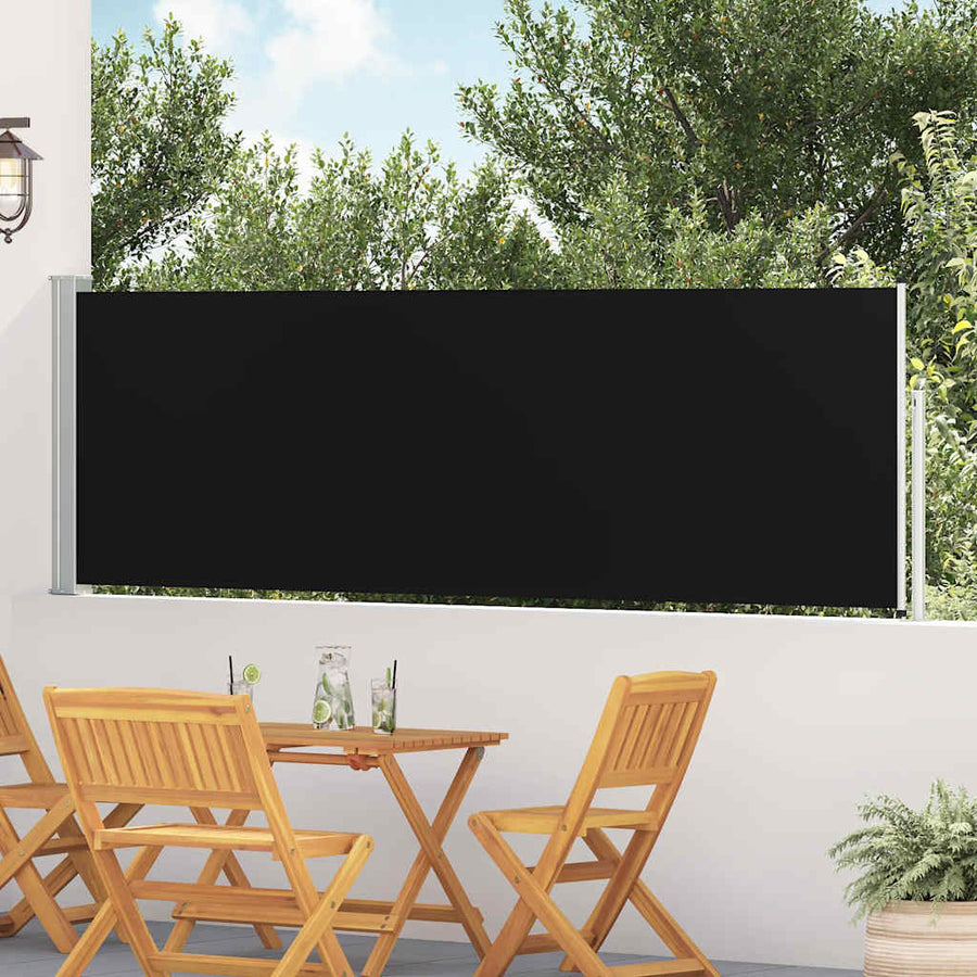 Patio Retractable Side Awning Black