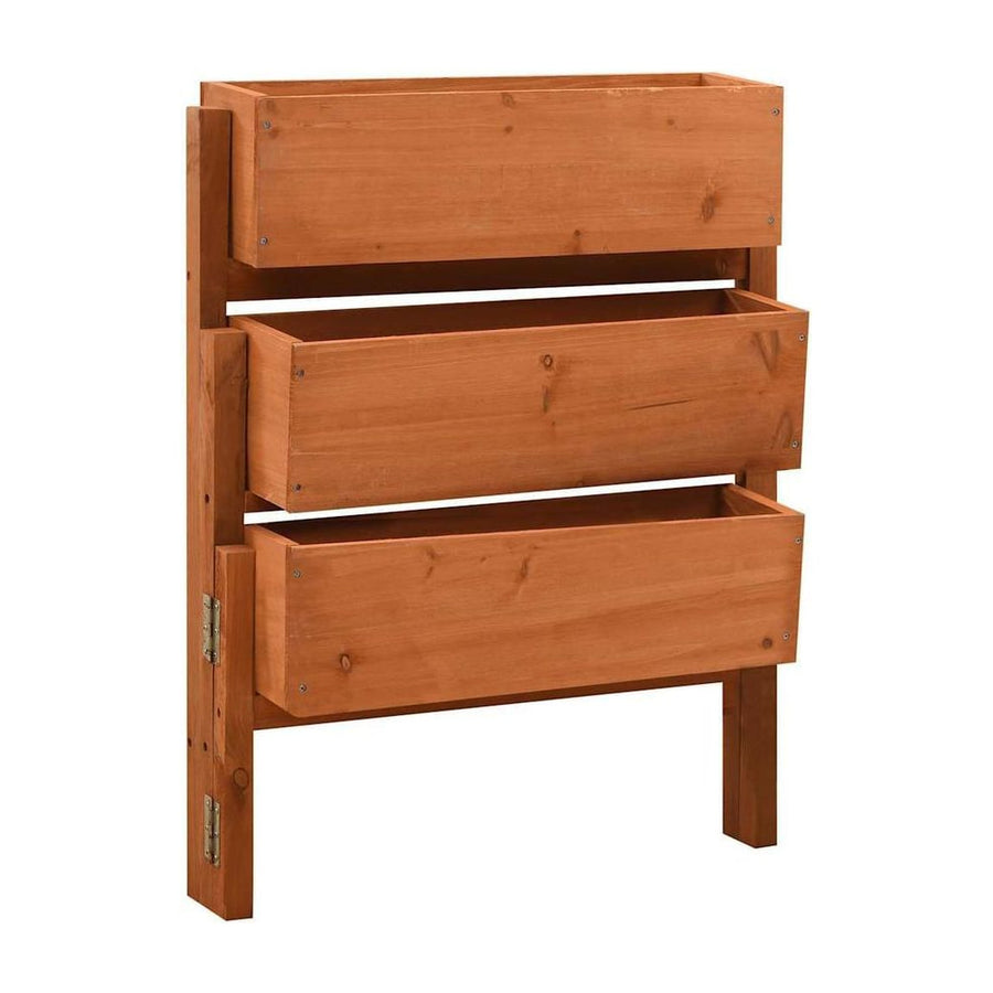 vidaXL Garden Folding Planter Orange Solid Firwood, a tiered wooden planter with three boxes
