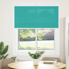 vidaXL Pleated Blind Petrol Green 120x150 cm fabric width 119.4 cm, shown fitted in a room