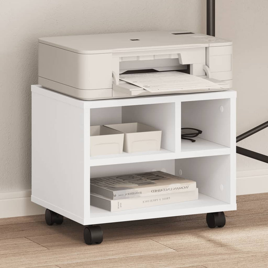 Printer Stand with Wheels White