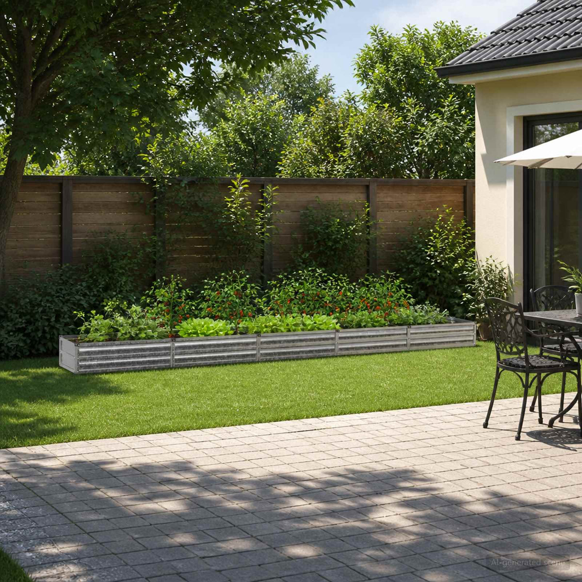 vidaXL Raised Garden Bed Galvanised Silver 400 x 40 x 24 cm 1