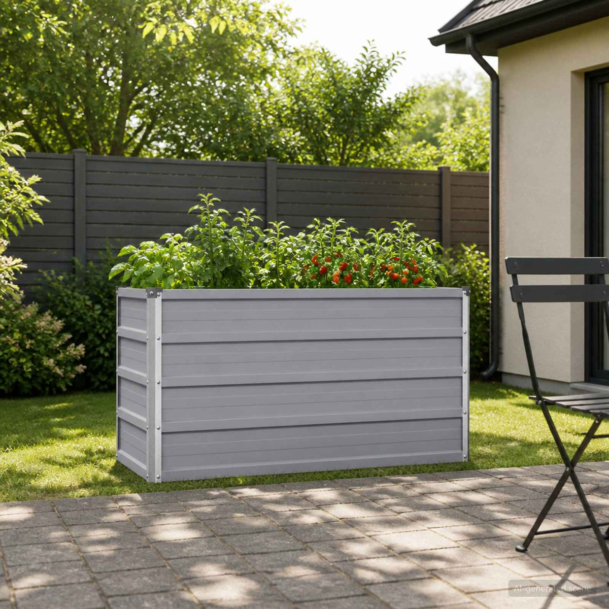vidaXL Raised Garden Bed Grey 100 x 40 x 55 cm Galvanised Steel 1
