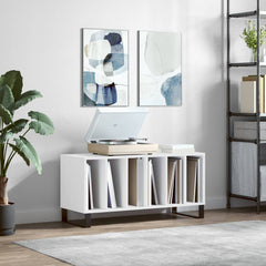 Record Cabinet White Engineered Wood