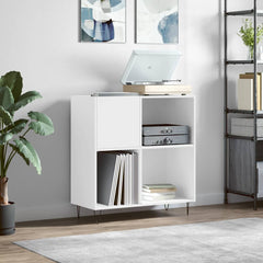 Record Cabinet White Engineered Wood