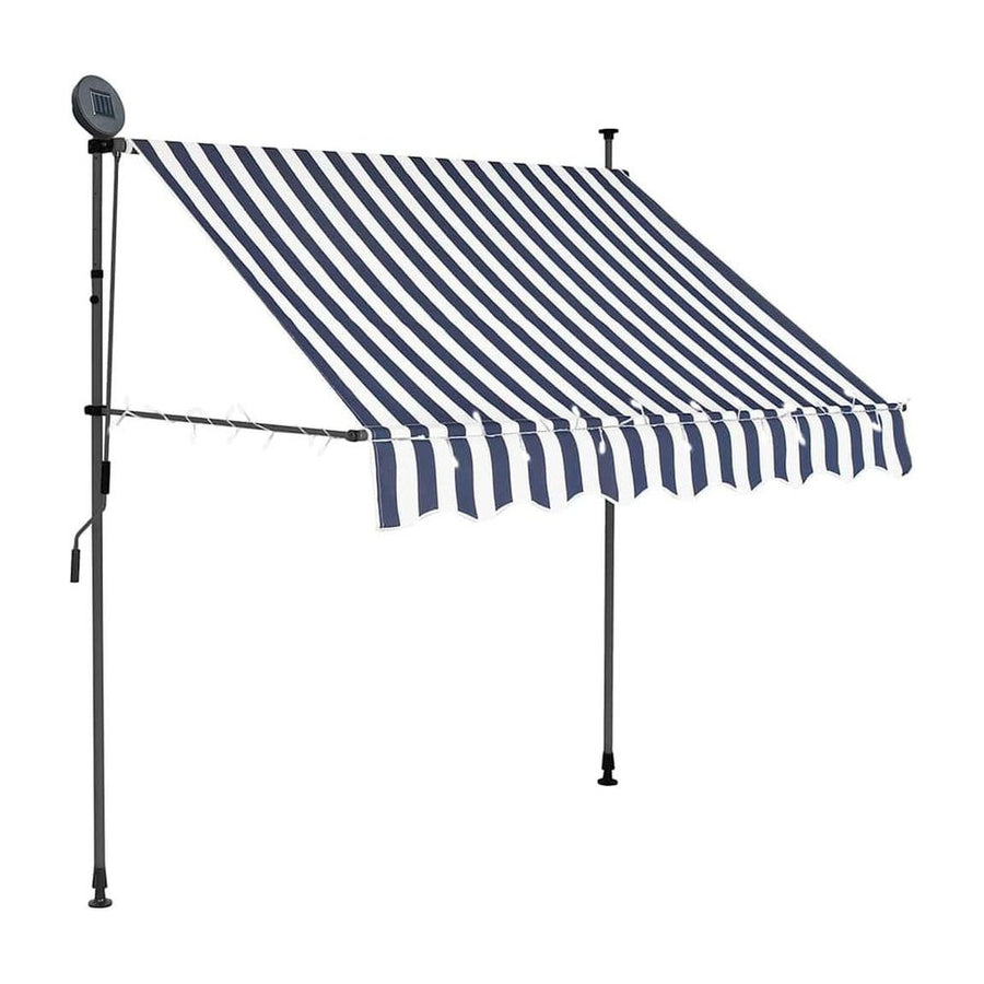 Manual Retractable Awning in Blue and White