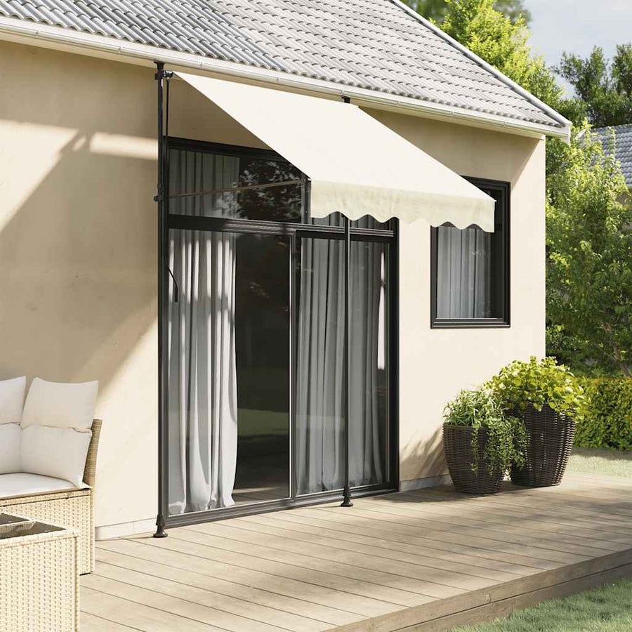 Retractable Awning Cream Fabric and Steel