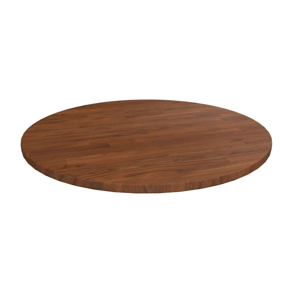 Round Table Top Dark Brown Treated Solid Wood Oak