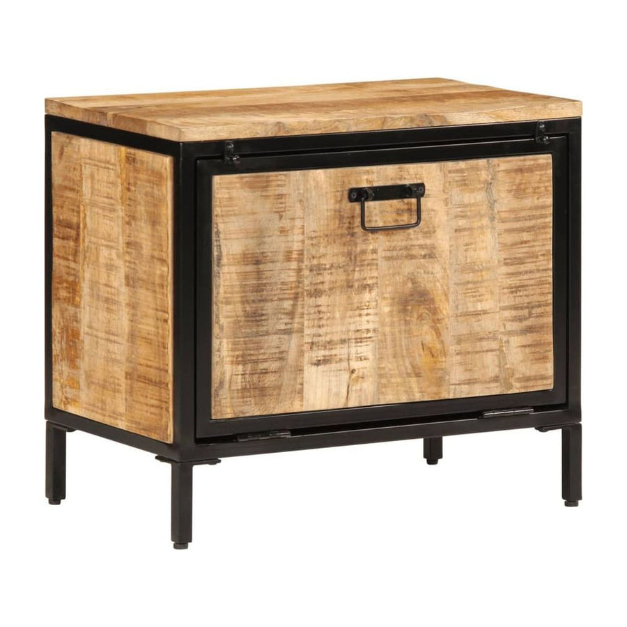 vidaXL Shoe Cabinet Solid Rough Wood Mango front view with door closed