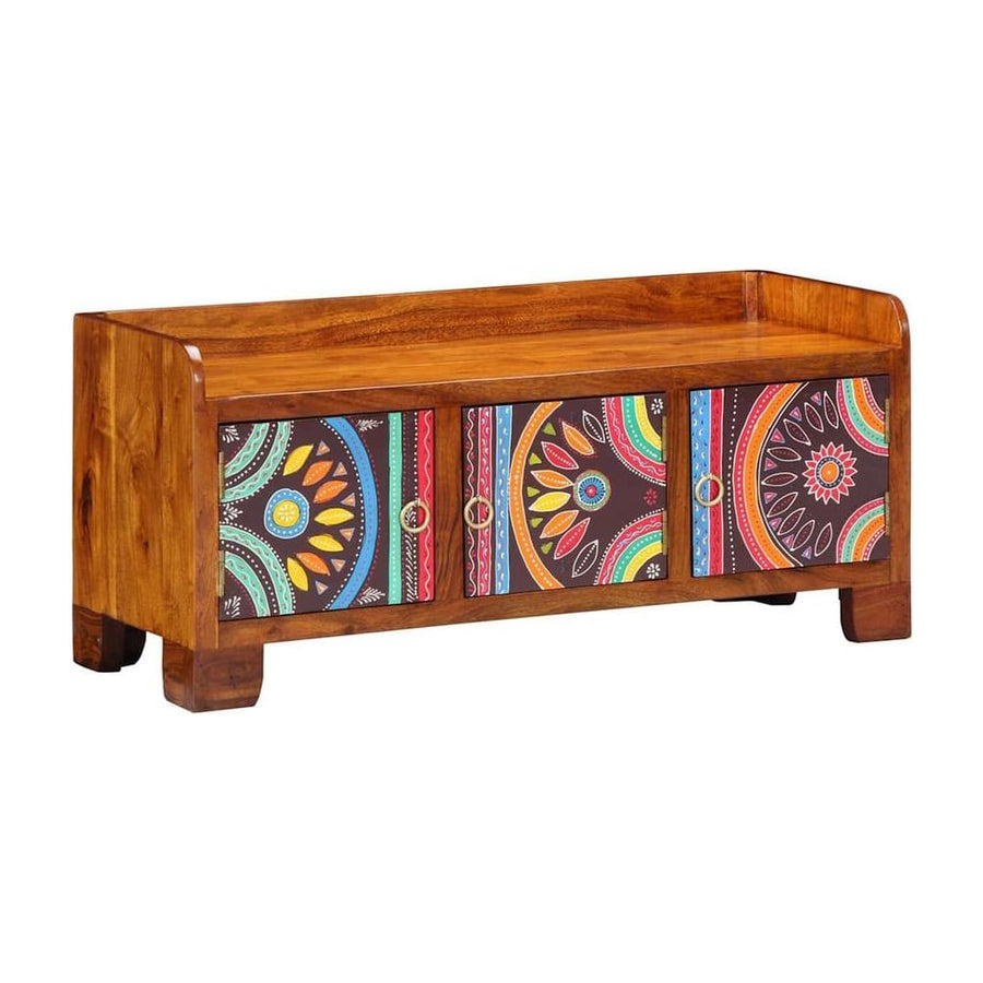 vidaXL Shoe Cabinet Multicolour Solid Acacia Wood viewed from a high angle