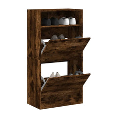 Shoe Cabinet Smoked Oak Engineered Wood
