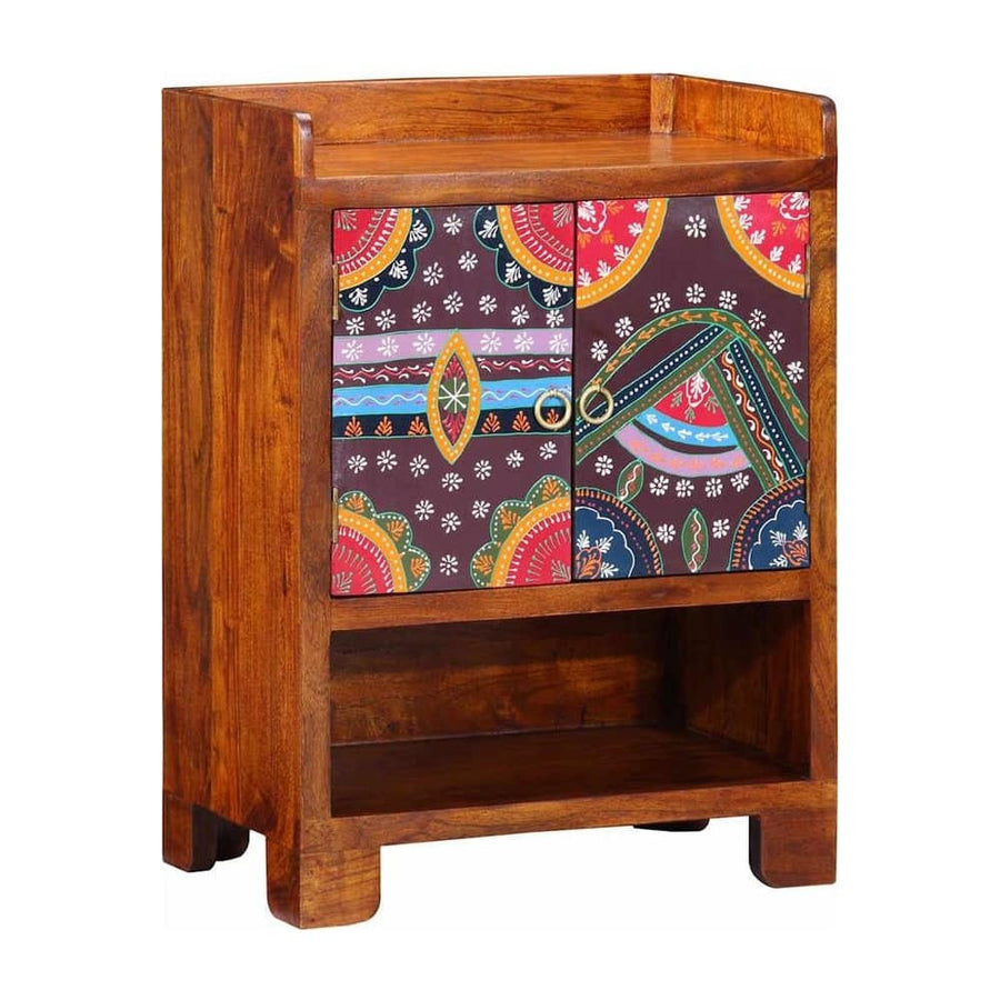 vidaXL Shoe Cabinet with Shelf Brown Solid Acacia Wood front view with doors closed
