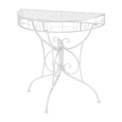 Side Table Vintage Style Half Round Metal Silver