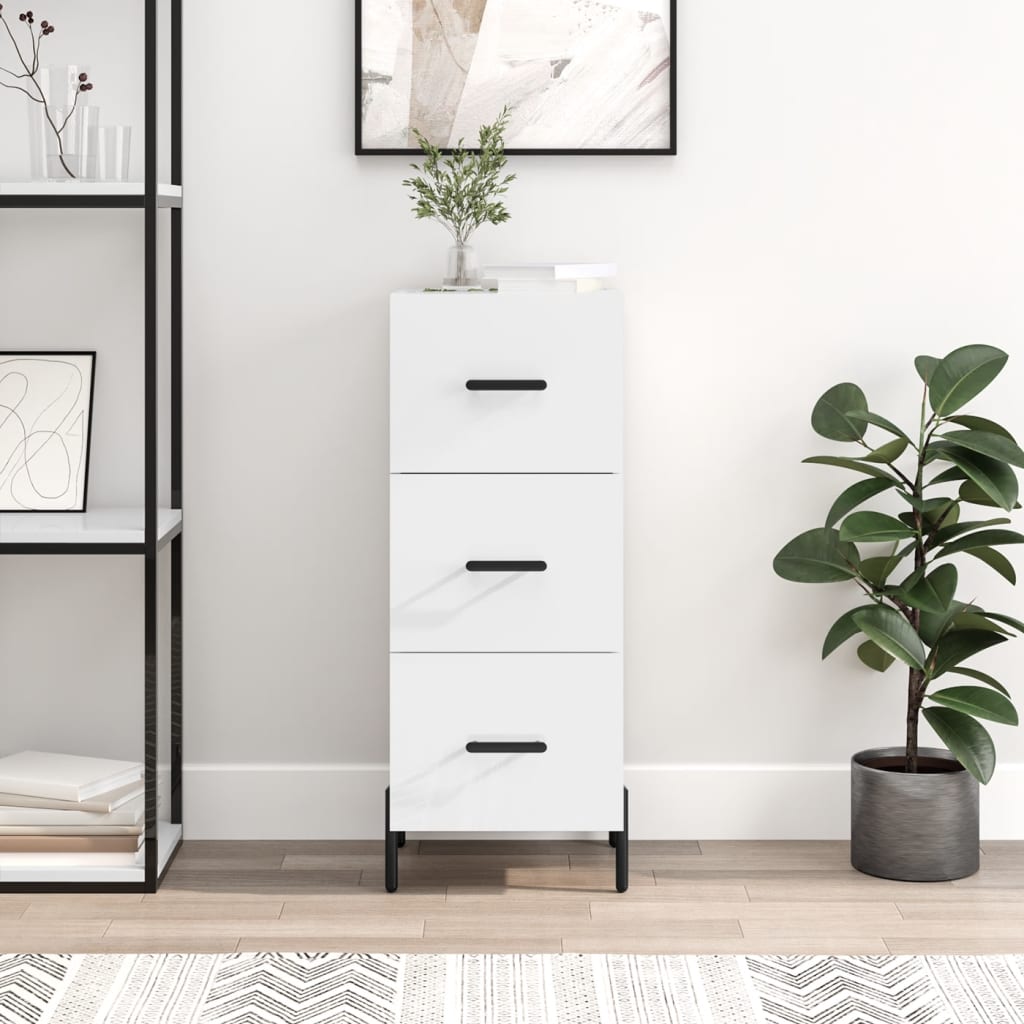 Sideboard High Gloss White Engineered Wood