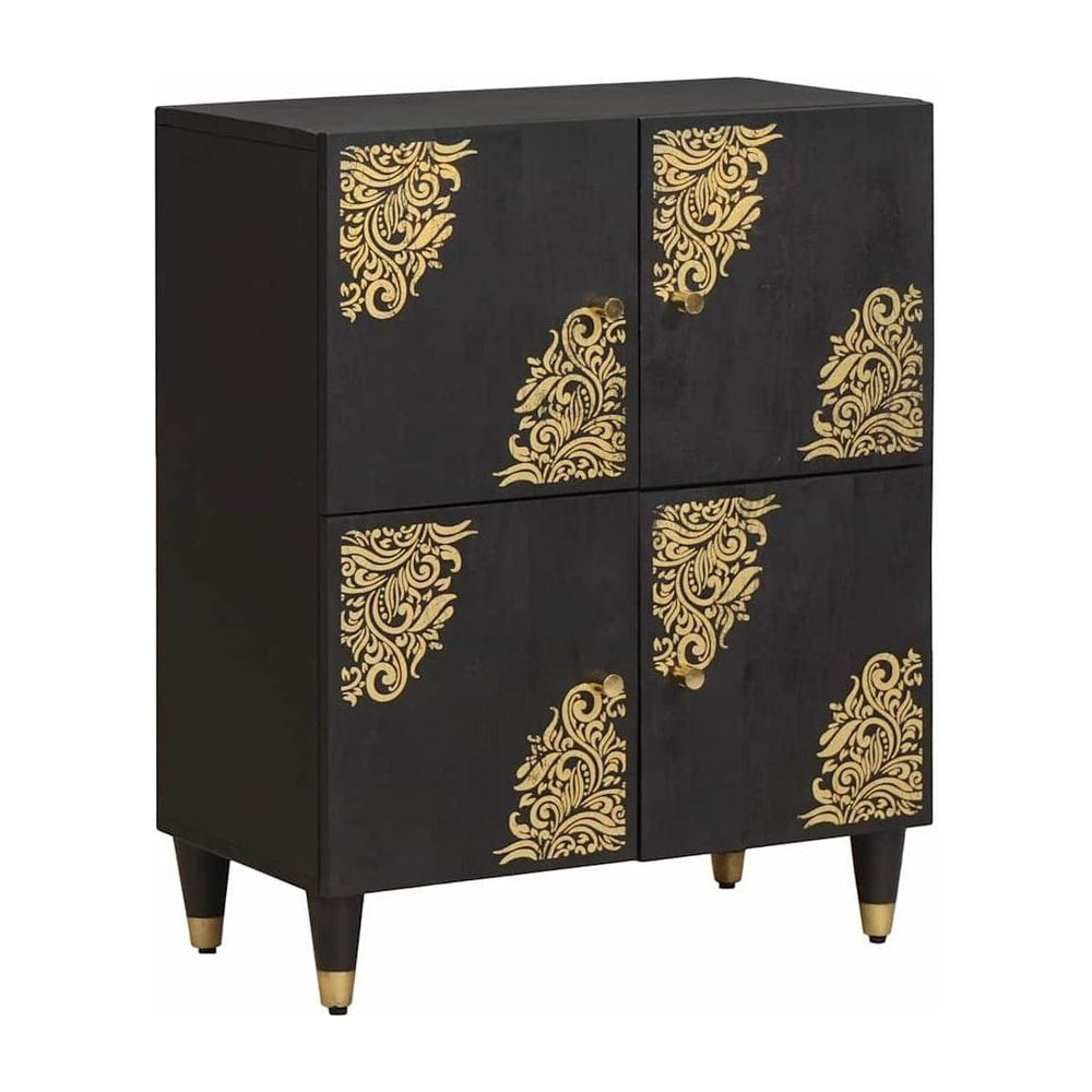 Sideboard with Shelf Black Solid Mango Wood