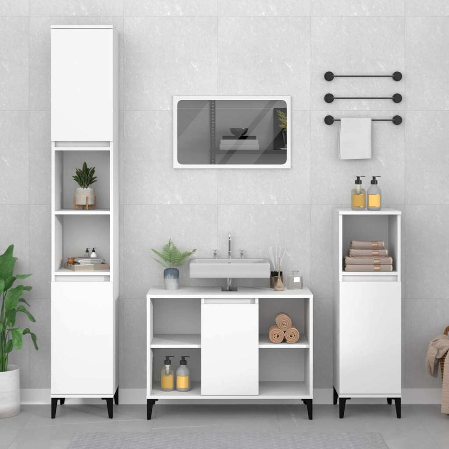 Sink Cabinet White Engineered Wood