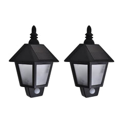 Solar Wall Lamps 2 pcs with Motion Sensor Black