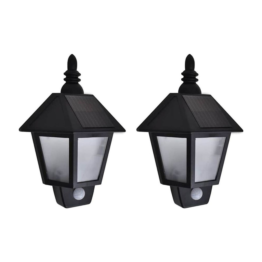 Solar Wall Lamps 2 pcs with Motion Sensor Black