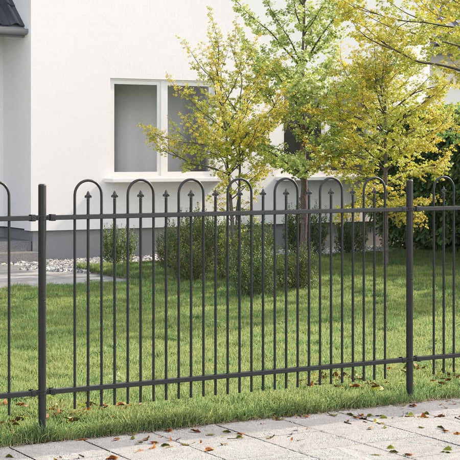 Spike Arch Fence DRONTEN Powder-Coated Steel Black