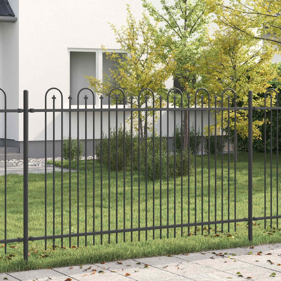 Spike Arch Fence DRONTEN Powder-Coated Steel Black