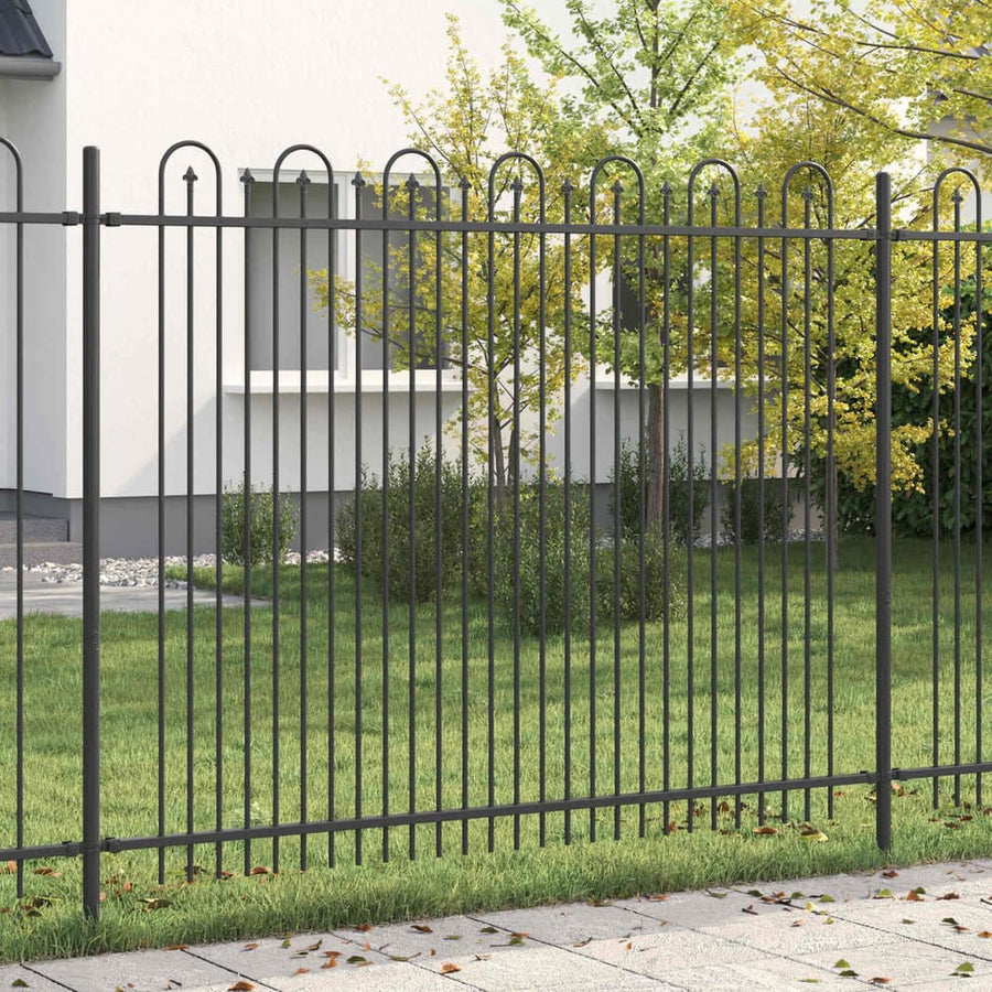 Spike Arch Fence DRONTEN Powder-Coated Steel Black