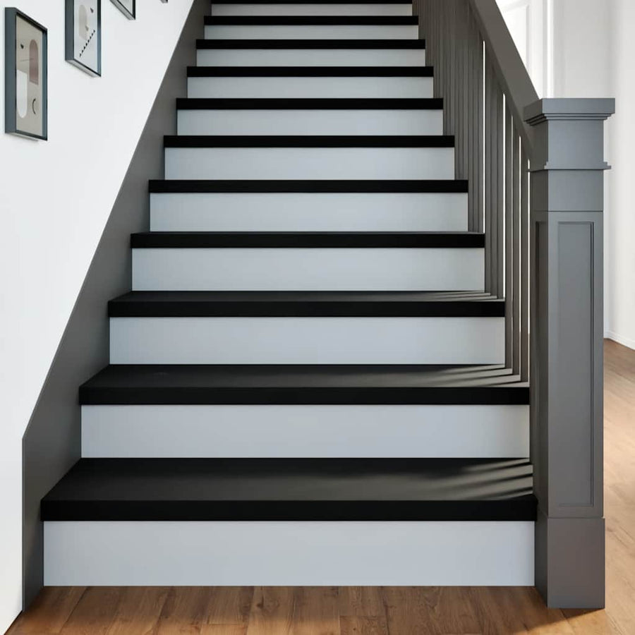 vidaXL Stair Treads 2 pcs Brown Black Solid Wood Oak fitted to a staircase