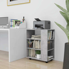 Rolling Cabinet Concrete Grey Engineered Wood