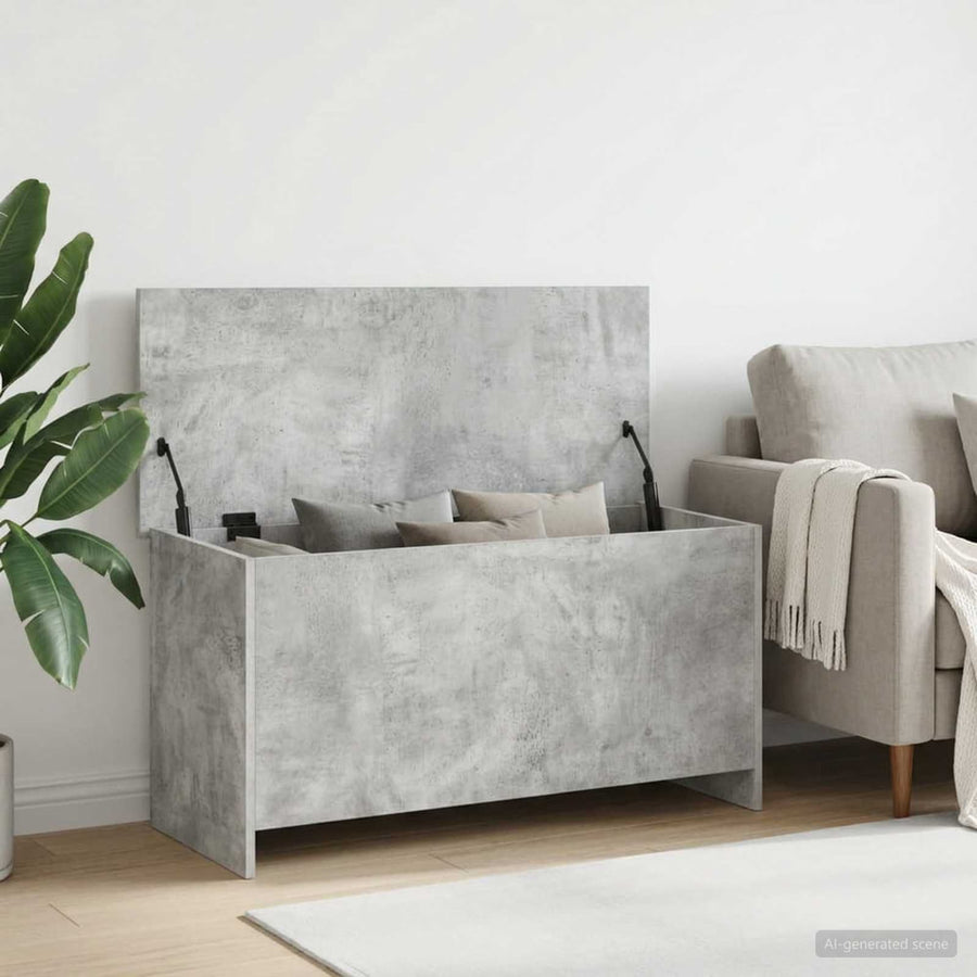 Storage Chest Concrete Grey Engineered Wood