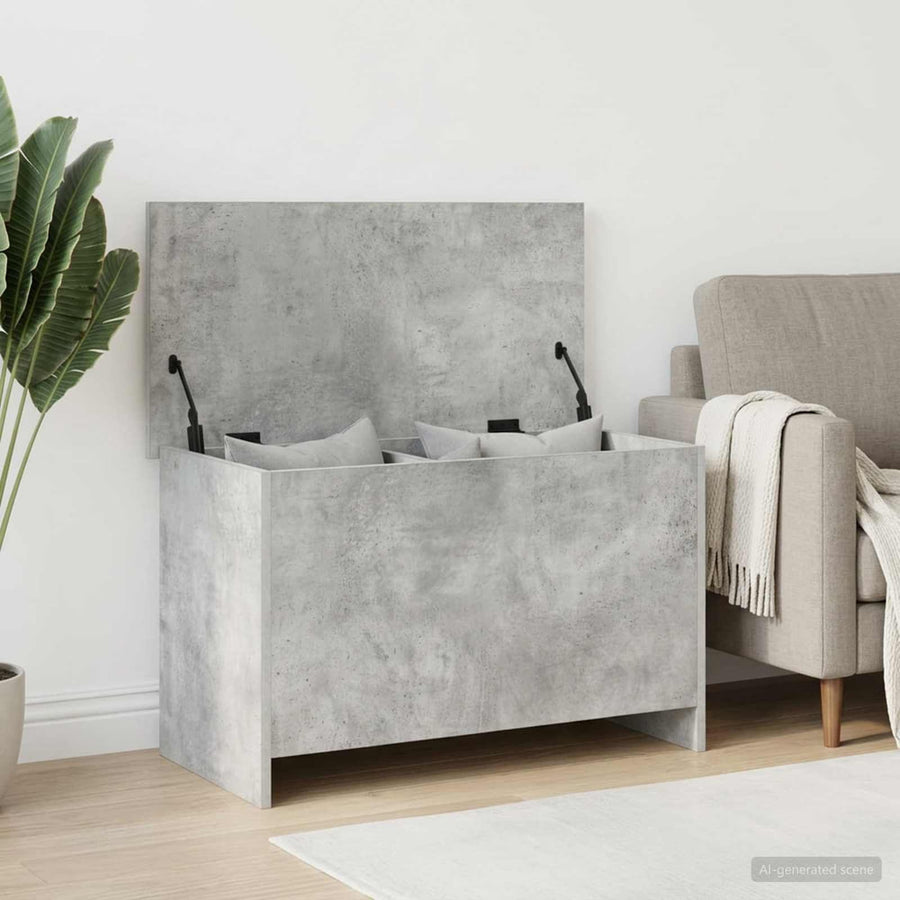 Storage Chest Concrete Grey Engineered Wood