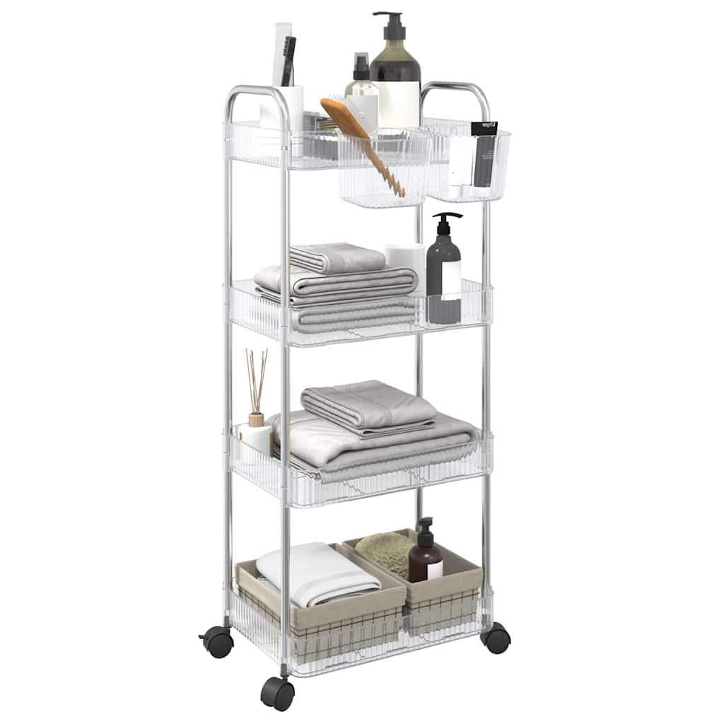 vidaXL Storage Trolley 4-Tier Transparent 37x28x95 cm Acrylic 1